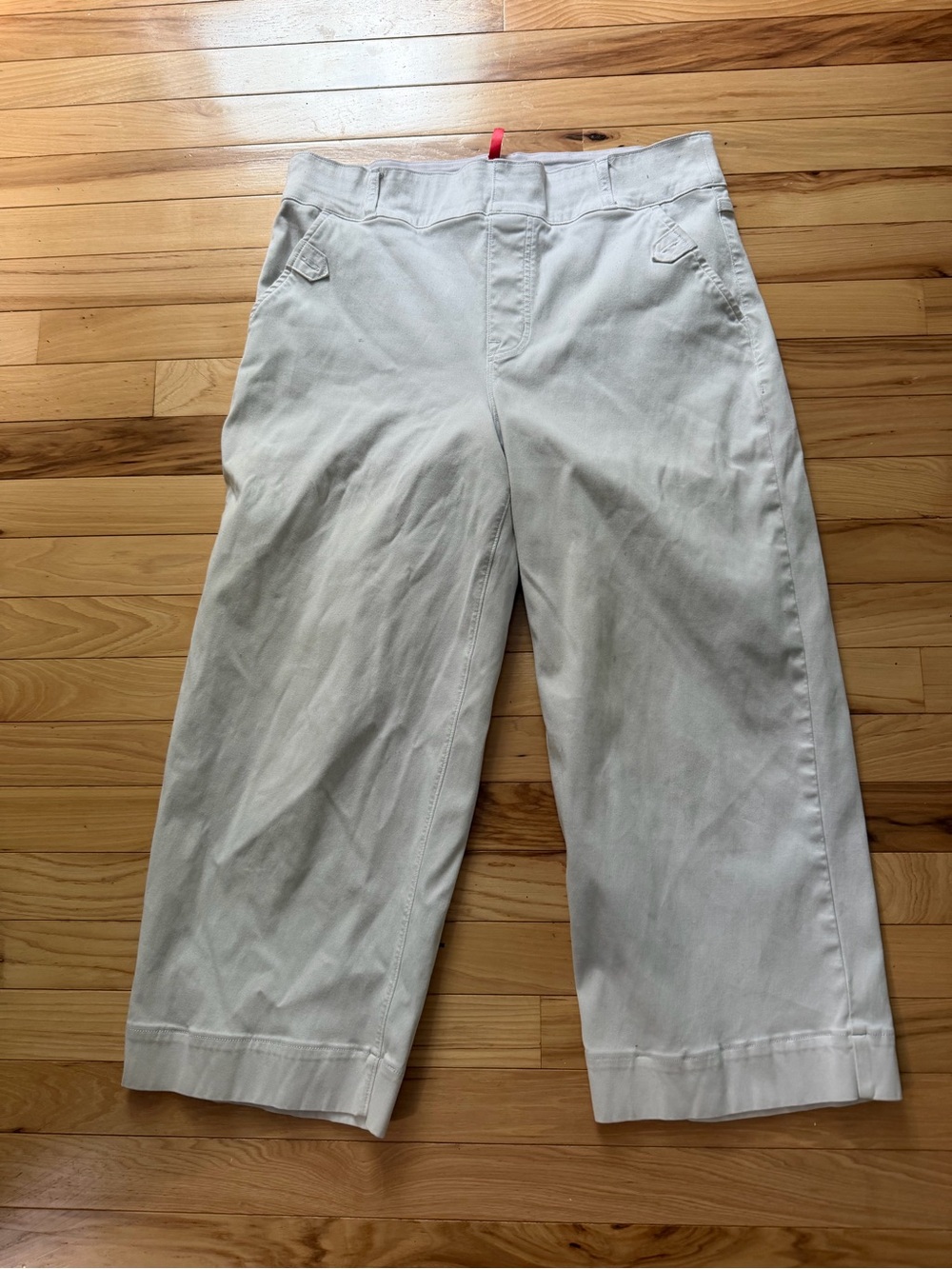 SPANX Cream Wide-Leg cropped pants